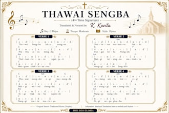 create, translate and format christian hymns with music notation