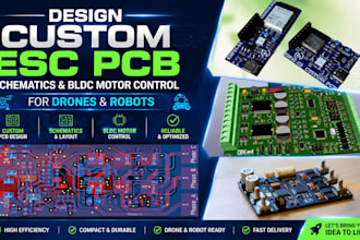 design custom esc pcb, schematics and bldc motor control for drones and robotics