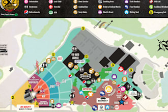design event custom event map, festival map and venue map illustration
