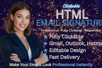 design clickable html email signature for gmail, apple mail, outlook, hotmail