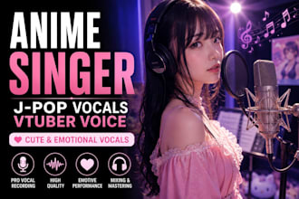 sing anime songs, j pop, vtuber music and game ost, bgm, cute kawaii voice