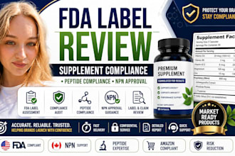 review supplement compliance, fda label, peptide compliance and npn approval