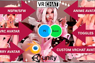 do custom vrchat avatar, vrc avatar vr character humanoid nsfw and sfw 3d model