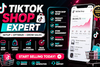 setup tiktok shop, shopify integration, product listing,  and seo