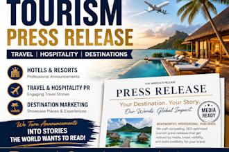 write submit distribute tourism press release hotel resorts travel hospitality