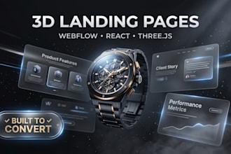 design a 3d animated startup landing page for product or service