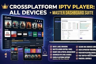 build crossplatform iptv player for android, ios, smart tv with admin panel