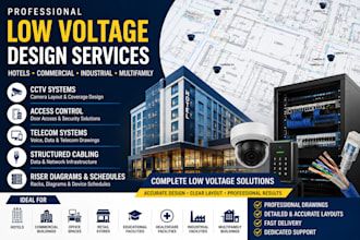 design low voltage, cctv, telecom access control drawings for hotels, commercial