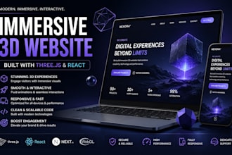 create an immersive 3d website using  three js and react