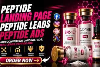 create compliant  peptide landing page peptide website peptide biotechnology ads