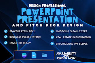design powerpoint presentation, investor pitch deck and google slides design