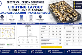 create lighting layout single line diagram load calculation panel schedule