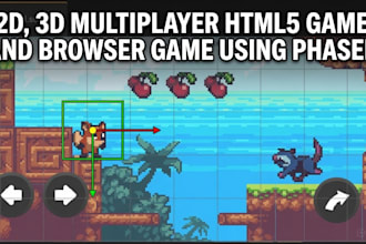 build 2d, 3d multiplayer html5 game, phaser and browser game from scratch