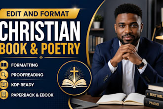 edit christian book, memoir, kdp book formatting, novel, romance and poetry