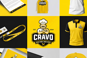 design full restaurant food brand identity mascot logo branding kit cafe menu