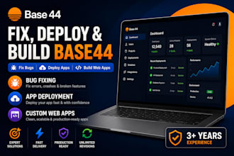 fix base44 bugs, base44 app deployment and build your base44 web app