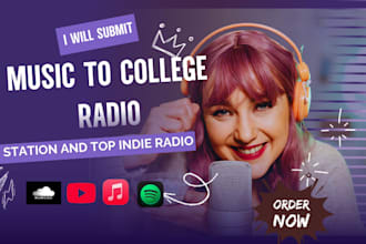 airplay your song on 5k US UK canada australia germany worldwide college radio