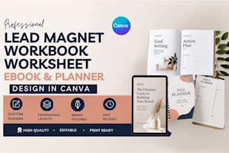 design, edit, format canva lead magnet, ebook,workbook,worksheet,journal,planner