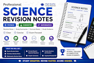 create math physics and chemistry revision notes and formula sheet