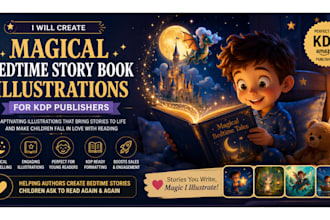 create magical bedtime story book illustrations for KDP publishers