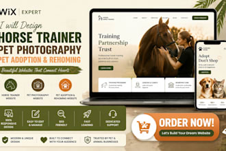 wix design horse trainer equestrian website pet photography pet adoption website