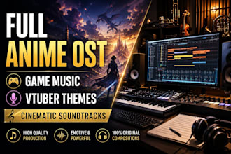 create full anime ost, vtuber music, game soundtrack and cinematic theme song