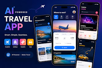 build ai travel app, flight booking, hotel booking  ticket booking app, taxi app