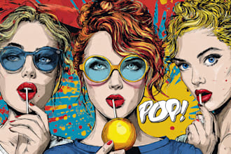 draw retro comic book, vintage poster illustration, retro pop art deco t shirt