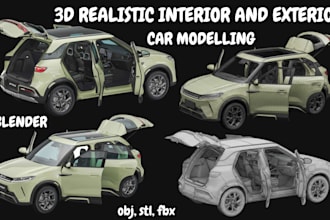 create 3d car exterior and interior model, truck, dashboard and seat design