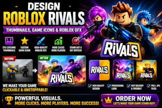 design roblox rivals thumbnails, game icons and roblox gfx