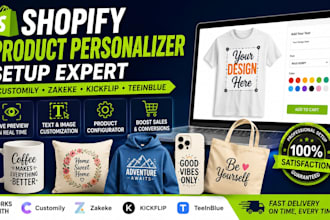 shopify product personalization setup using customily zakeke teeinblue kickflip