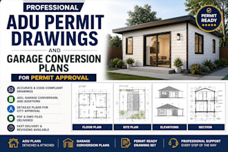 create adu permit drawings and garage conversion plans for permit approval
