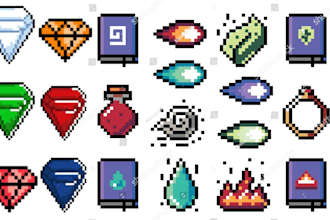 create pixel icon deign, rpg pack and game icon, UI icons