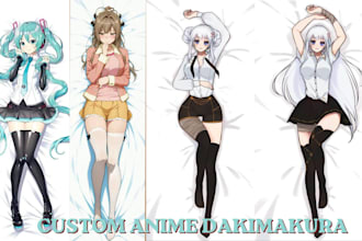 illustrate anime body pillow for your oc  dakimakura art vtuber character