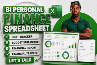 create bi personal finance debt budget spreadsheet, financial report tracker