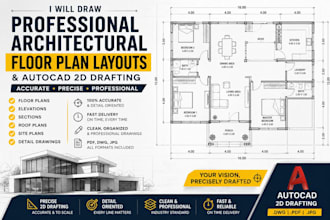 draw professional architectural floor plan layouts and autocad 2d drafting