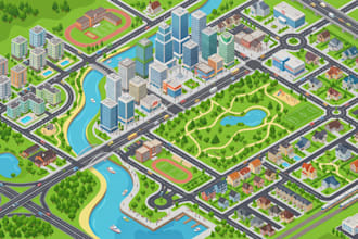 design isometric map, 2d 3d real estate vector map city map illustrated site map