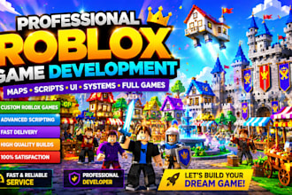 build full game creation, roblox game, roblox map, animation, roblox scripter