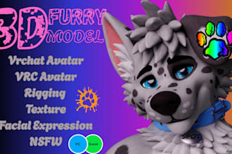 do custom 3d furry vrchat avatar, vtuber model for pc, quest