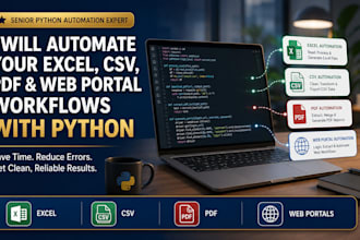 automate excel, CSV, PDF, or web workflows with python