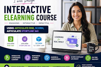 design interactive elearning course using articulate rise, scorm, storyline 360