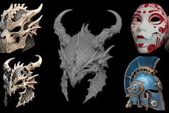 sculpt 3d mask 3d helmet cosplay armor and stl for 3d printing