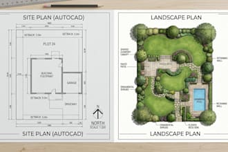 draw site plan, landscape and plot plan for city permit