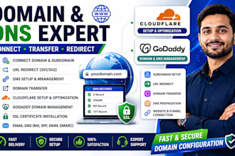 connect domain, setup subdomain redirect URL manage dns on cloudflare or godaddy