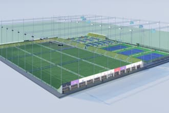 design sport field, padel court, pickleball, and gym room