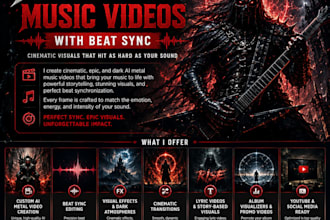 create cinematic epic dark ai metal music videos with beat sync