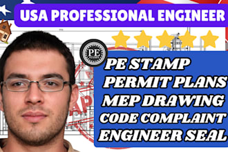 licensed pe stamp for structural plan, mep plan, truss framing plan, michigan fl