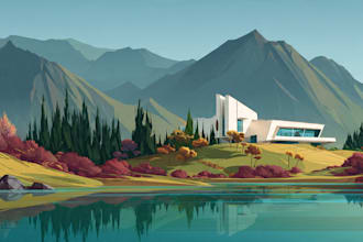 draw a flat vector landscape illustration