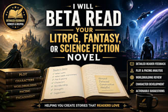 beta read your litrpg, fantasy, or science fiction novel
