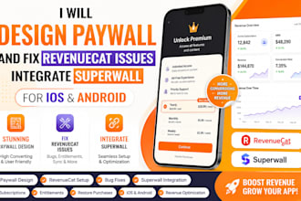 design paywall and fix revenuecat issues integrate superwall for ios android